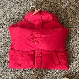 BRAND NEW Red Puffer Jacket with Hood